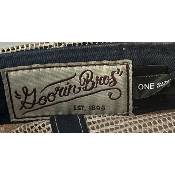 Goorin Bros Hat Cap Snap Back Trucker Patch Blue Red Mesh The Farm Mens - Picture 7 of 9